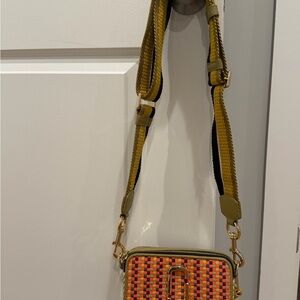 Marc Jacobs Snapshot Crossbody Bag. Woven, multicolor adjustable strap